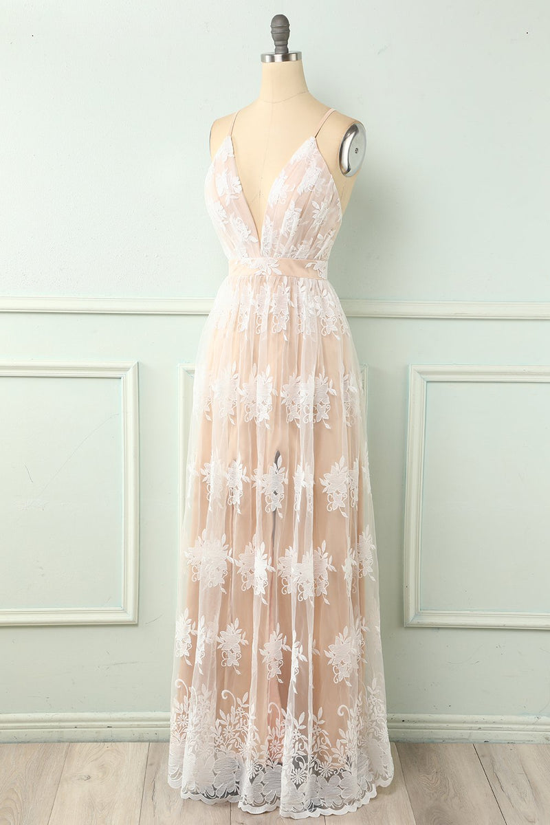 Load image into Gallery viewer, Spaghetti Straps White Prom Dress