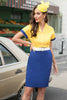 Load image into Gallery viewer, Yellow and Blue Polka Dots Bodycon 1960s Dress
