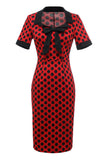 Polka Dots Red 1960s Dress with Bow