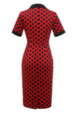 Polka Dots Red 1960s Dress with Bow