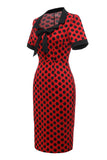 Polka Dots Red 1960s Dress with Bow