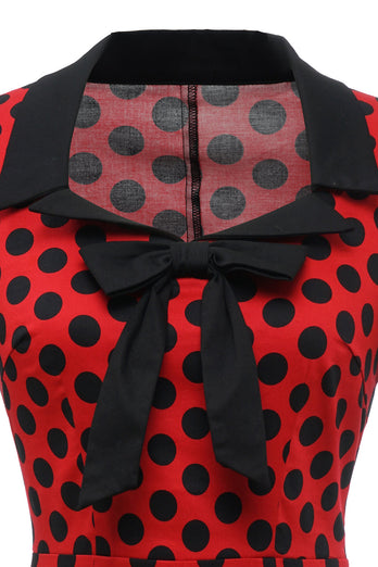 Polka Dots Red 1960s Dress with Bow