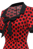 Polka Dots Red 1960s Dress with Bow