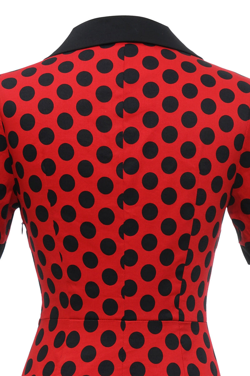 Load image into Gallery viewer, Polka Dots Red 1960s Dress with Bow