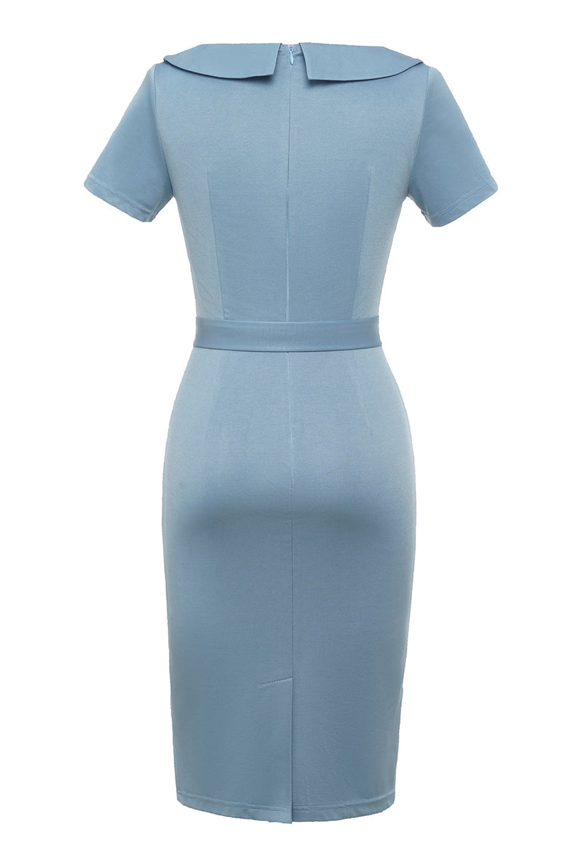 Load image into Gallery viewer, Bodycon Round Neck Light Blue 1960s Dress
