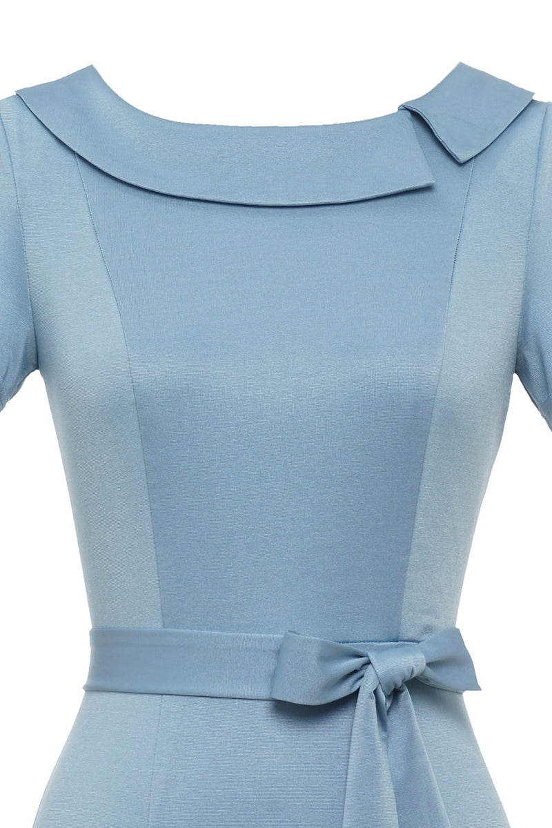 Load image into Gallery viewer, Bodycon Round Neck Light Blue 1960s Dress