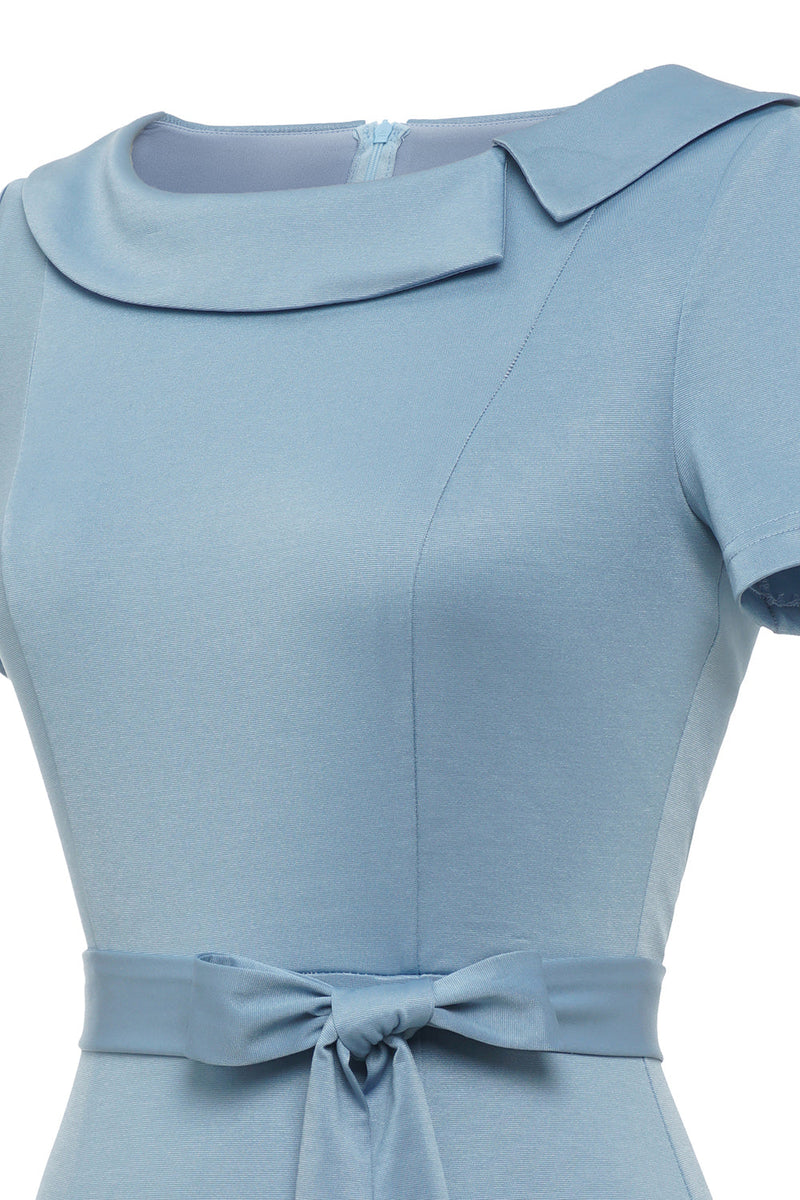 Load image into Gallery viewer, Bodycon Round Neck Light Blue 1960s Dress