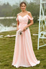 Load image into Gallery viewer, Off Shoulder Blush Bridesmaid Dress