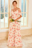 Load image into Gallery viewer, Print Blush Bridesmaid Dress with Ruffle