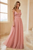 Load image into Gallery viewer, A Line Long Bridesmaid Dress with Ruffles