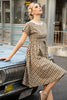 Load image into Gallery viewer, Khaki Green Grid Short Sleeves Vintage 1950s Dress