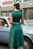 Load image into Gallery viewer, Green Lapel Neck 1950s Swing Dress with Belt