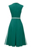 Load image into Gallery viewer, Lapel Neck Green Swing 1950s Dress with Belt