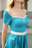 Load image into Gallery viewer, Peacock Blue Short Sleeves 1950s Dress( The Belt is not Included)