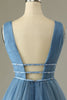 Load image into Gallery viewer, Glitter Grey Blue Tulle Short Prom Dress