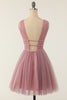 Load image into Gallery viewer, Glitter Grey Blue Tulle Short Prom Dress
