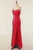 Load image into Gallery viewer, Sheath Spaghetti Straps Fuchsia Sequins Party Dress