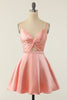 Load image into Gallery viewer, A Line Spaghetti Straps Blush Short Cocktail Party Dress