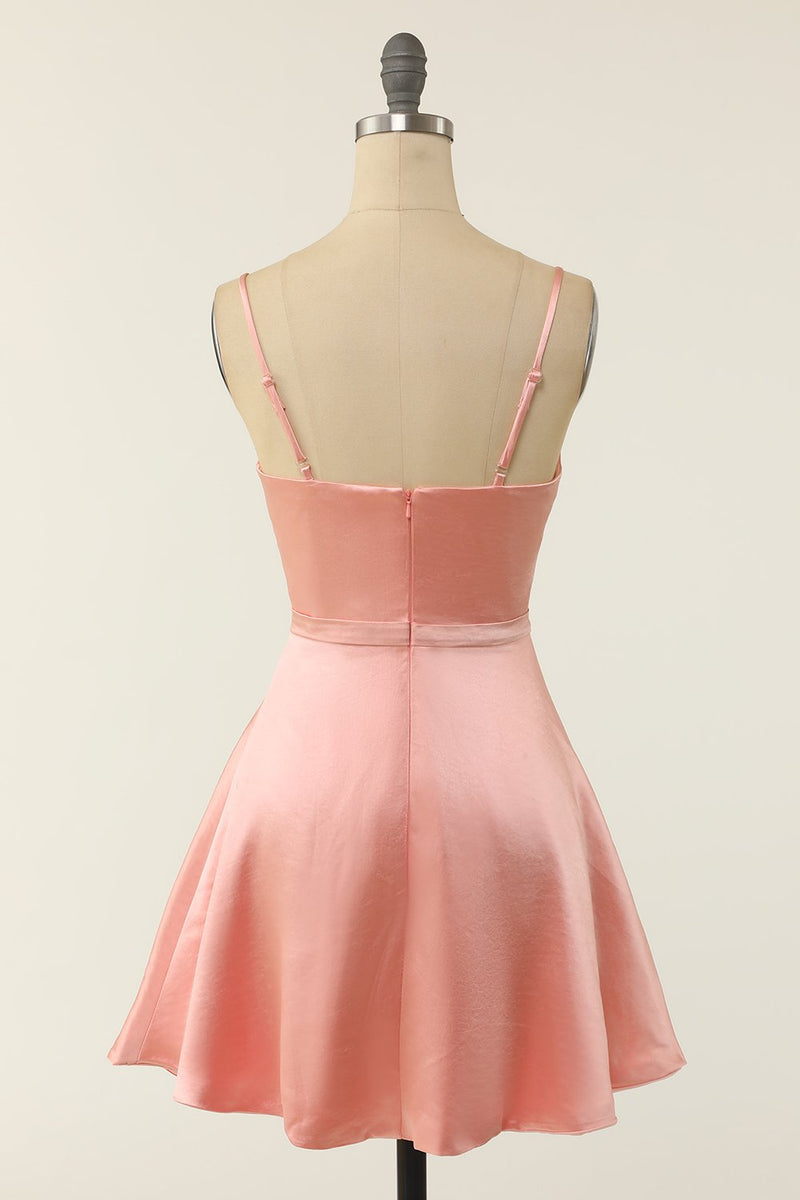 Load image into Gallery viewer, A Line Spaghetti Straps Blush Short Cocktail Party Dress