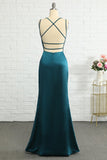 Peacock Blue Mermaid Backless Long Bridesmaid Dress