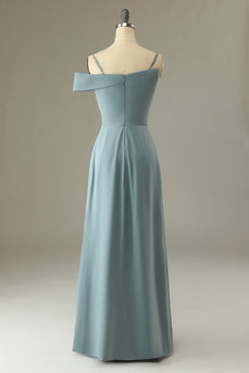 Blue Sheath Simple Prom Dress