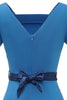 Load image into Gallery viewer, Blue 1960s Bodycon Dress wth Bowknot