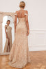 Load image into Gallery viewer, Sheath Off the Shoulder Champagne Sequins Party Dress with Split Front