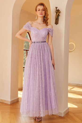 Purple A Line Prom Dress (Without The Belt)