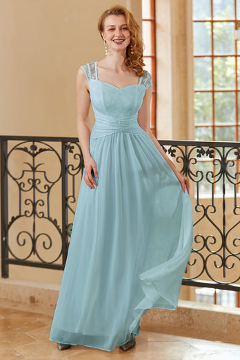 Elegant A Line Sweetheart Sky Blue Long Lace Dress