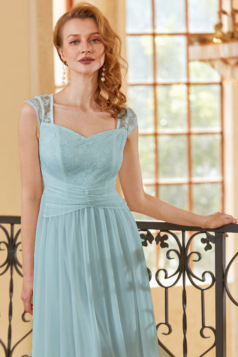 Elegant A Line Sweetheart Sky Blue Long Lace Dress