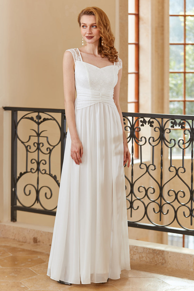 Load image into Gallery viewer, A Line Sweetheart White Long Lace Dress