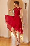 Dark Red Chiffon Lace Dress
