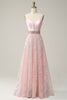 Load image into Gallery viewer, A Line Spaghetti Straps Pink Long Prom Dress with Beading