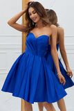 Royal Blue A-Line Sweetheart Short Graduation Dress