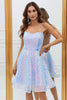 Load image into Gallery viewer, Sparkly Light Blue A-Line Sequins Short Graduation Dress
