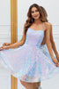 Load image into Gallery viewer, Sparkly Light Blue A-Line Sequins Short Graduation Dress