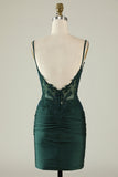 Bodycon Spaghetti Straps Royal Blue Short Graduation Dress with Beading
