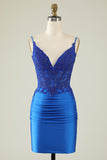 Sheath Spaghetti Straps Dark Green Graduation Dress with Beading