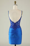 Sheath Spaghetti Straps Dark Green Graduation Dress with Beading