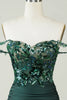 Load image into Gallery viewer, Unique Sheath Off the Shoulder Dark Green Short Homecoming Dress with Appliques