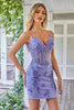 Load image into Gallery viewer, Sparkly Purple Corset Graduation Dress with Appliques
