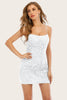 Load image into Gallery viewer, White Lace Spaghetti Straps Bodycon Little White Dress With Appliques