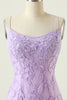 Load image into Gallery viewer, Purple Backless Bodycon Graduation Dress With Appliques
