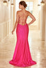 Load image into Gallery viewer, Mermaid Spaghetti Straps Fuchsia Party Dress with Beading