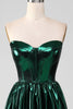 Load image into Gallery viewer, Glitter Dark Green Corset Metallic Long Prom Dress