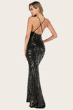 Black Mermaid Sequin Long Prom Dress