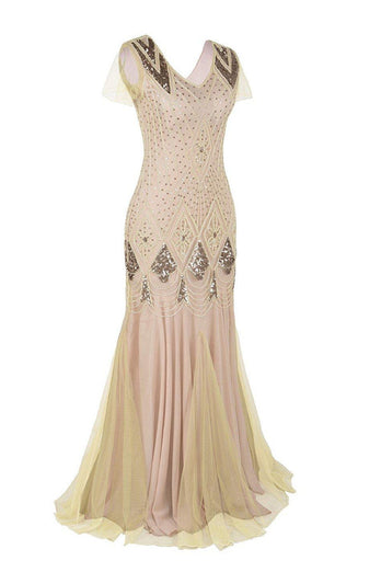 Pink 1920s Sequins Flapper Dress