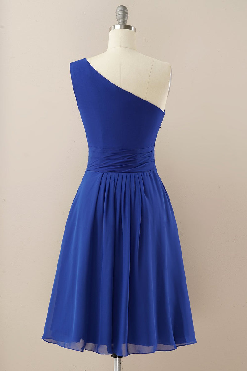 Load image into Gallery viewer, Chiffon One Shoulder Bridesmaid Dress