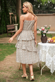 Spaghetti Straps Floral Printed Summer Dress
