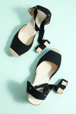 Straw Linen Wedges Women's Shoes